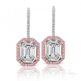 Invisibly Set Emerald Cut Drop Earrings