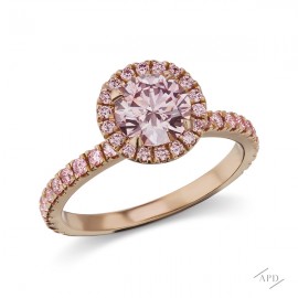 Solitaire Ring with a 1.10ct Round Fancy Brownish Pink SI2 GIA