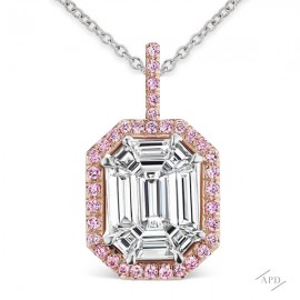 Emerald Shape and Pink Diamond Pendant