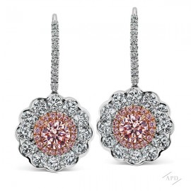 Scalloped Drop Argyle Pink Diamond Earrings