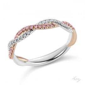 Argyle Braided Pink and White Diamond Band