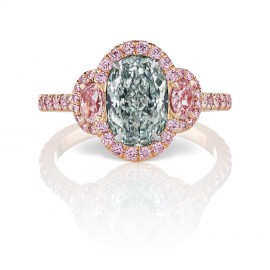 1.56ct Oval Fancy Light Bluish Green Ring
