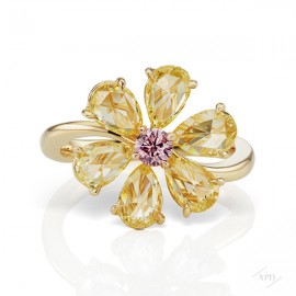 Argyle Yellow Rose Cut Flower Ring