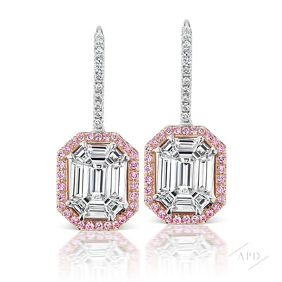 Invisibly Set Emerald Cut Drop Earrings