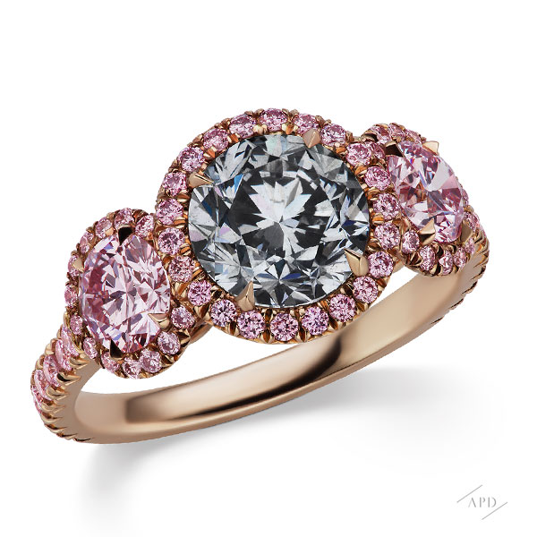 Gray and Pink Diamond Ring