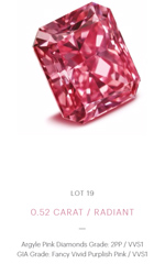 0.52 carat - Radiant - Fancy Vivid Purplish Pink - VVS1