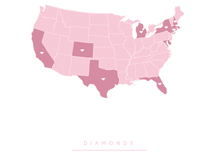 map of argyle pink diamond U.S. select ateliers