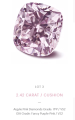 2.42 carat - cushion cut - Fancy Purple Pink - VS2
