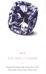 0.92 carat - Cushion cut - Fancy Gray Violet - VS2